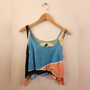 Seneca Rising x Pacsun Tank Top Crop Asymmetrical Colorblock Multicolor‎ Small